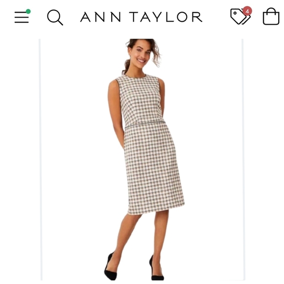 Ann Taylor Dresses & Skirts - Ann Taylor Petite Plaid Sheath with Faux Leather Trim- NWT
